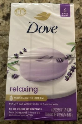 Dove Relaxing Beauty Bar Soap, Lavender And Chamomile 3.75 oz, 6 Ct - Image 1 of 2
