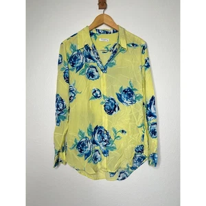 Equipment Reese Clean Silk Shirt Yellow Blue Floral Size Medium Elevated Casual - Picture 1 of 3
