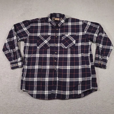 Camisa de franela Big Mac para hombre 2XL azul marino rojo gris a cuadros manga larga ropa de trabajo Foto 1 de 4