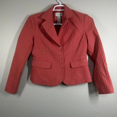 Blazer Villager Mujer 6 Coral Texturizado Tres Botones Muesca Cuello Chaqueta A Medida Foto 1 de 4