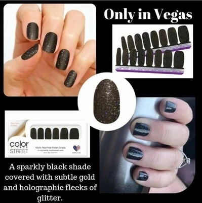 Tiras de esmalte de uñas Color Street, solo en Las Vegas, brillo, nuevas en caja, ¡¡LEER!!! Foto 1 de 4