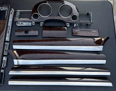 03-10 AUDI D3 A8 S8 SWB DASHBOARD PANEL GREY BIRCH WOOD TRIM SET OEM Foto 1 de 4