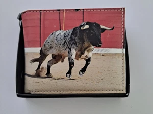 Billetera de cuero doble plegable para hombre impresa viene en caja de regalo - Imagen 1 de 3