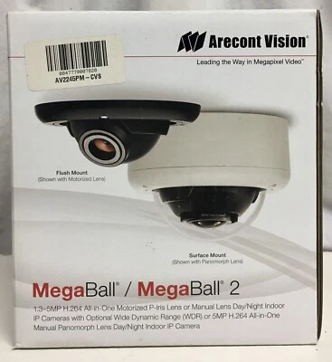 Arecont Vision AV2245PM-CVS Dome 1080P Security Camera Mega Ball 2 New Open Box - Image 1 of 4