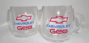 Vintage Chevrolet Geo Metro Promo Cups Mugs Set of 2 Clear - Picture 1 of 12