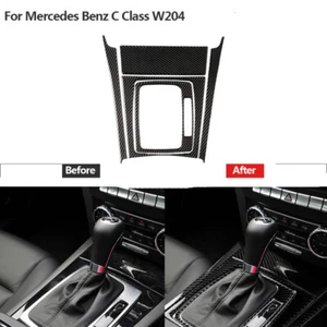 1 Set Carbon Fiber Gear Shift Panel Cover Trim For Mercedes Benz W204 2007-2013 - Picture 1 of 12