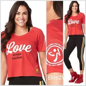 ZUMBA Love Any + EveryWhereTee Shirt Top Cropped Relax Fit Convention EliteZWear - Picture 1 of 7