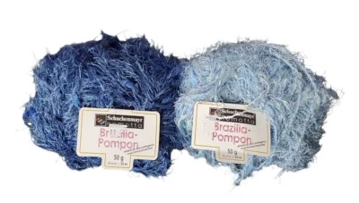 2x Schachenmayr Nomotta Brazili Pompon Yarn Skein Set Blue Eyelash Craft 50g - Image 1 of 3