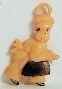 VINTAGE BAKER CHEF CELLULOID CHARM BLACK TRIM JAPAN - Picture 1 of 2
