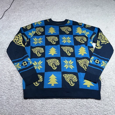 Jacksonville Jaguars Men's NFL Ugly Christmas Sweater Crewneck Size XL Cover