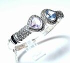 Blue and Purple Jeweled MARCASITE Bangle in Sterling Silver
