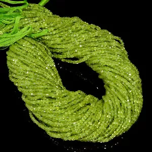 100% Natural Peridot Gemstone Box Shape Faceted Beads 3X3 mm Strand 13" GB512 - Picture 1 of 2