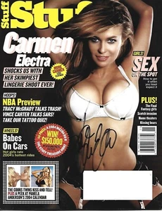 SEX SYMBOL LEGEND CARMEN ELECTRA SIGNED STUFF MAGAZINE BAYWATCH SCARY MOVIE HOT! - Picture 1 of 1