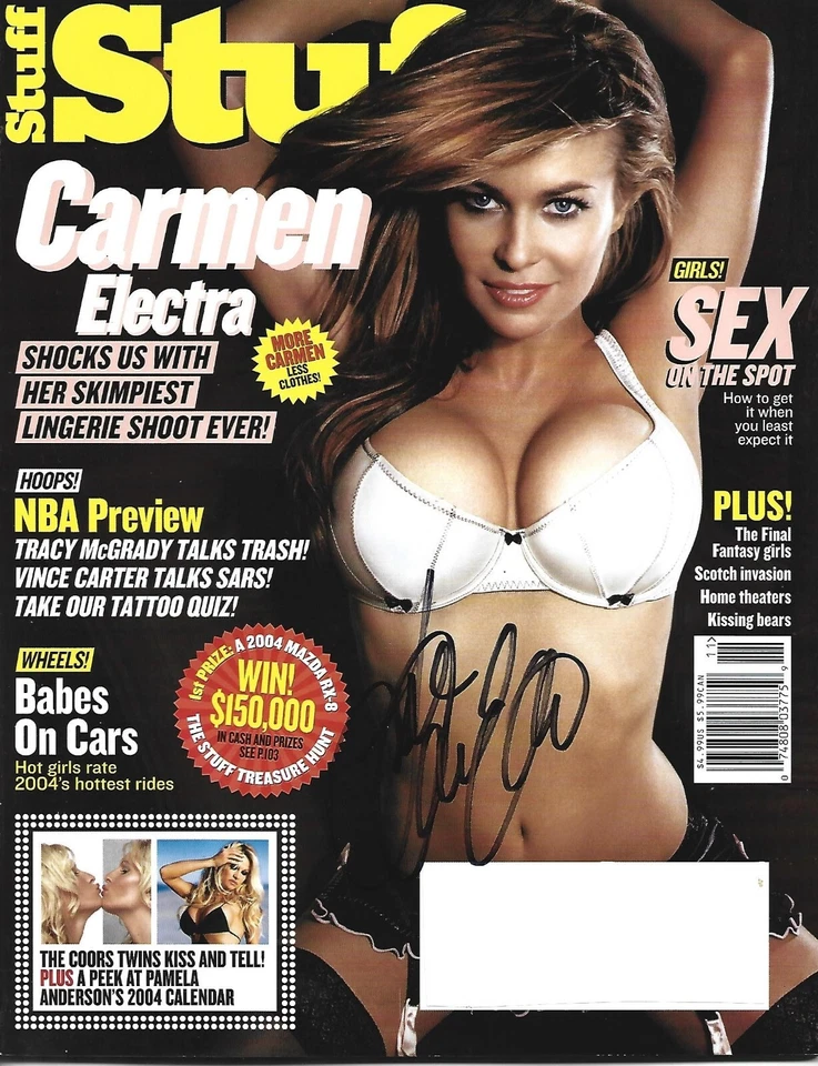 SEX SYMBOL LEGEND CARMEN ELECTRA SIGNED STUFF MAGAZINE BAYWATCH SCARY MOVIE HOT! - Image 1 of 1