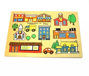 Fisher Price Community Wooden Puzzle 502 Pick Up & Peek Made in Holland 1971/72 - Picture 1 of 10