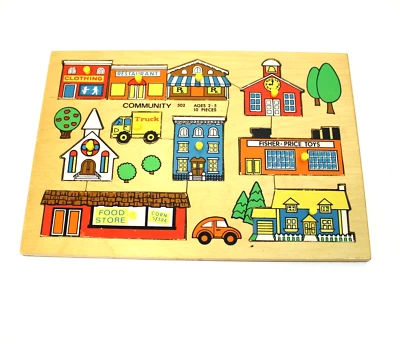 Fisher Price Community Wooden Puzzle 502 Pick Up & Peek Holland 1971 / 72 FP - Image 1 of 4