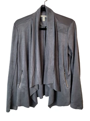 Женская куртка Dana Buchman размер M темно-синяя искусственная замша драпировка с открытыми карманами на молнии - Изображение 1 из 4