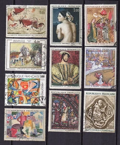 France Art tableaux un lot de 10 grands timbres oblitérés /TE4427 - Picture 1 of 1