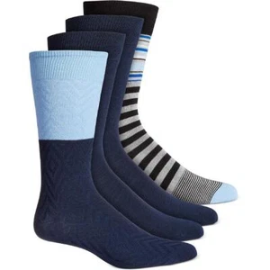 Alfani Men's 4-Pair Variety Pattern Crew Dress Socks, Blue Multi, Shoe Size 7-12 - Picture 1 of 3