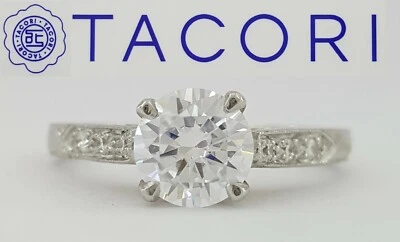 Anillo de compromiso TACORI HT2202 grabado a mano platino y 18 quilates semi-montaje 0,08 quilates Foto 1 de 4