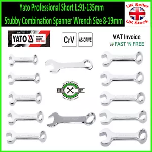 Yato Professional Short L:91-135mm Stubby Combination Spanner Wrench Size 8-19mm - Picture 1 of 2
