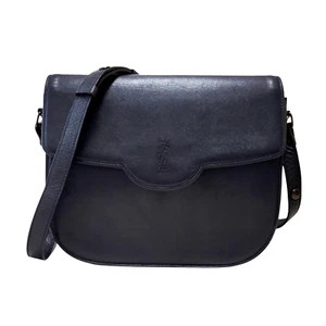 Authentic Yves Saint Laurent Shoulder Bag Leather Purse Black YSL Vintage - Picture 1 of 24