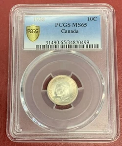 1938 Canada 10 Cents Coin - PCGS Graded MS65 - Picture 1 of 5
