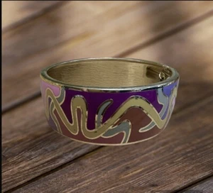 Hawaii Plumeria Flower Multicolor Enamel Design Bangle Bracelet, 28mm - Picture 1 of 6