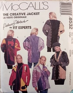 McCALLs 8532 VTG 90s Pletsch JACKET kimono shawl colorblock applique sew L UNCUT - Picture 1 of 10