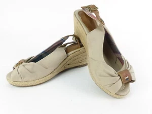 Tom Tailor Damen Schuhe Sandaletten Gr. 36 Pumps Peeptoe Textil beige (15369) - Bild 1 von 9