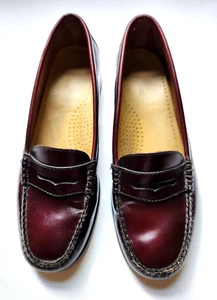 G.H. Bass Weejuns Penny Loafers Womens Size 7.5 Burgundy Leather Classic Preppy - Picture 1 of 15