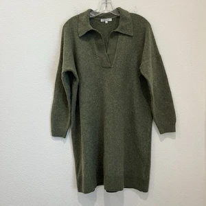 Madewell Womens Polo Sweater Dress Merino Wool Blend Size L Olive Green - Picture 1 of 11