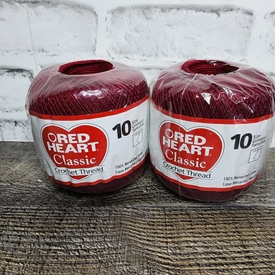 Red Heart Classic Crochet Thread 100% Cotton Size 10 Burgundy 300 Yards Lot Of 2 - Image 1 of 4
