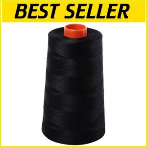 Long Staple 100% Cotton Thread in Black - 6,452 Yard Cone for All Sewing Needs - Picture 1 of 2