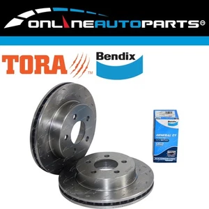 2 Front Drilled+Slotted Disc Rotors Bendix Brake Pads for Ford AU II III 4/00-02 - Picture 1 of 4