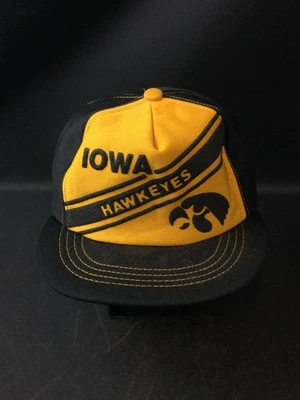 Vintage NCAA Iowa Hawkeyes Football Black & Gold One Size Snapback Hat WOW! - Image 1 of 4
