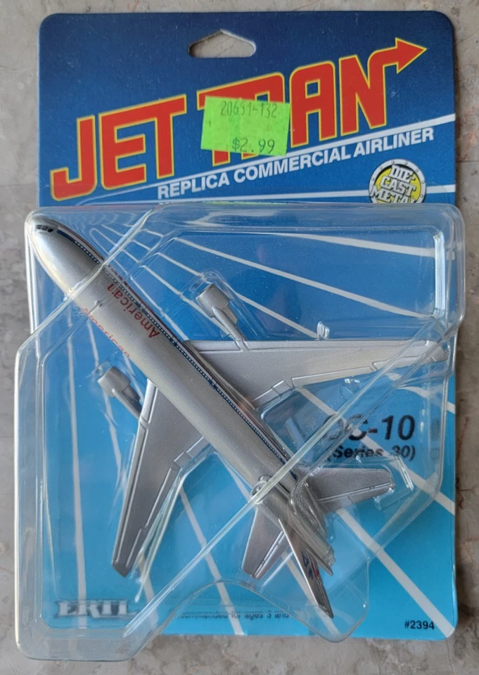 VINTAGE NEW 1987 ERTL JET TRAN DIECAST AMERICAN AIRLINES DC-10 FACTORY SEALED - Image 1 of 4