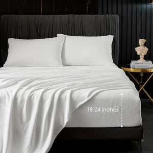 Sábanas de franela Queen, sábanas Queen de bolsillo profundo de hasta 24" pulgadas, terciopelo 250 GSM... - Imagen 1 de 6