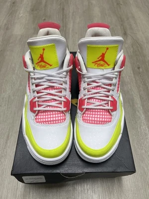 NIKE AIR JORDAN 4 РЕТРО GS БЕЛЫЙ/ЛИМОН/РОЗОВЫЙ ДЕВОЧЕК SZ 4Y CV7808-100 - Изображение 1 из 4