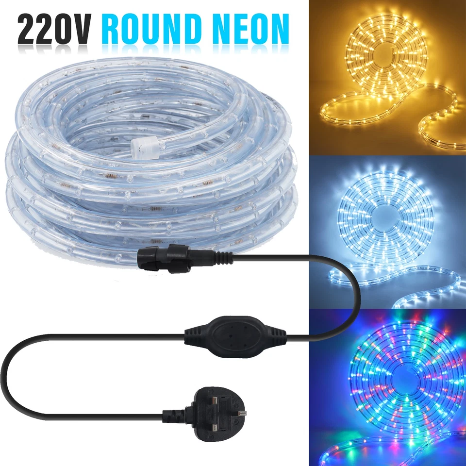 220V LED Rope Tube Lights Flexible Waterproof Garden Party Xmas In/Outdoor Decor - Image 1 of 4