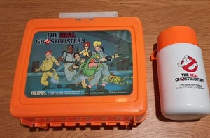 Rare Orange 1986 The Real Ghostbusters Lunchbox w/ Thermos - Picture 1 of 14