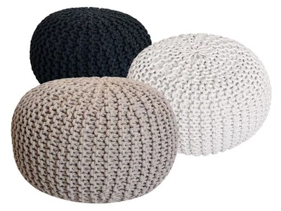 Strickhocker 3er Set Pouf Sitzpouf Sitzpuff Pouf Bodenkissen Ø 55cm - Bild 1 von 4