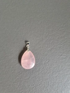 Rosenquarz Kettenanhänger versilbert, Tropfen, 52.1 - Bild 1 von 1