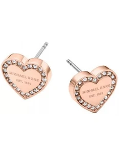 NWT Michael Kors Heritage Hearts Earrings Rose Gold MKJX3967791 - Picture 1 of 3