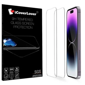 iCoverLover [2-Pack] For iPhone 15 Tempered Glass Screen Protector - Picture 1 of 5