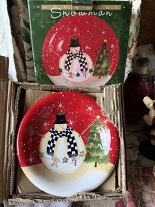 4 International Becca Neu in Box Barton Schneemann Weihnachten Salat Dessert Teller - Bild 1 von 3