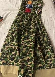 A BATHING APE BAPE GREEN ABC CAMO FULL ZIP SHARK HOODIE SZ 3XL Excellent Cond - Picture 1 of 14