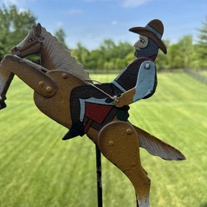 American Folk Art Mechanical Cowboy Decoration on pendulum missing stand Toy VTG - Picture 1 of 11