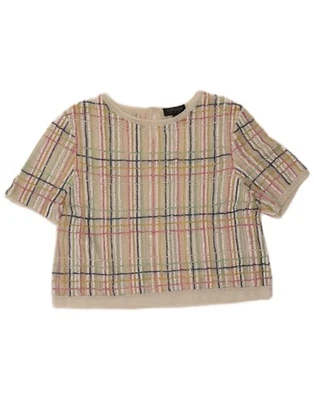 Blusa corta TOPSHOP para mujer Reino Unido 12 mediana multicolor a rayas nailon BJ09 Foto 1 de 3