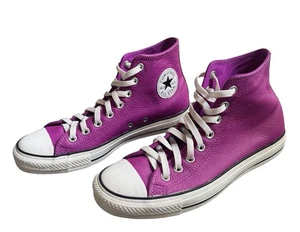 Converse Chuck Taylor All Stars Leather Trainers UK 8 High Tops Purple - Picture 1 of 8